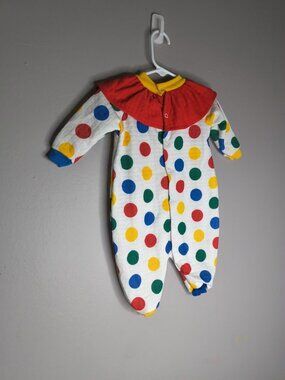 Vintage Small Steps Sleepwear Baby Clown Outfit Costume Polkadot Size 6-9 Months